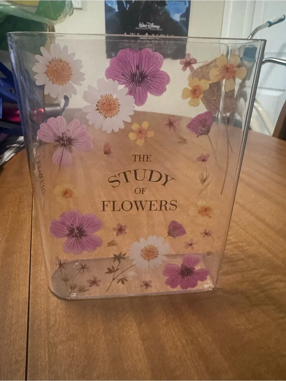 Clear Floral 'The Study of Flowers' Acrylic Vase - Pink & White Flowers